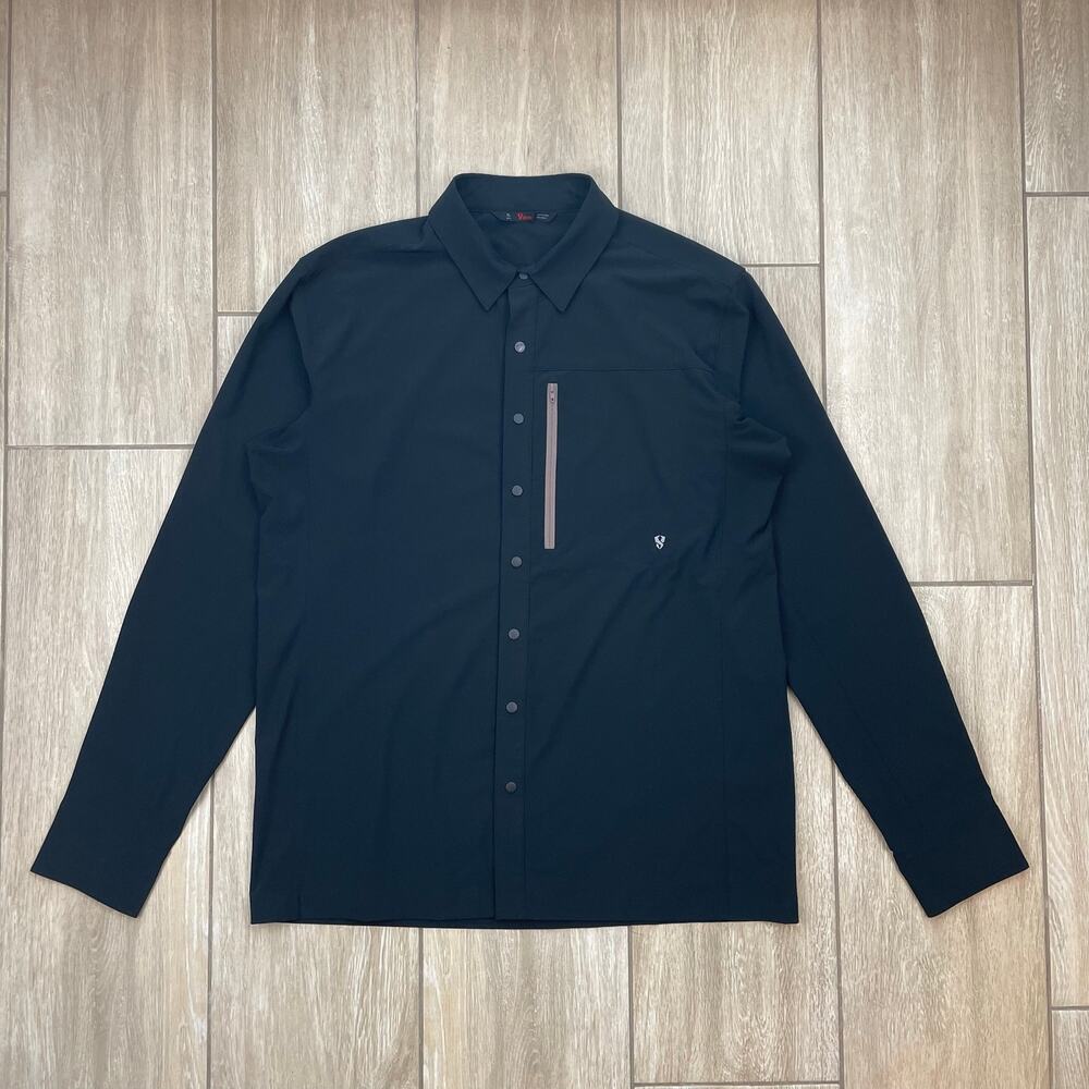 Stoic Nikwax Water Repellent Shirt Mens XL Black Long Sleeve Hiking Top Stretch